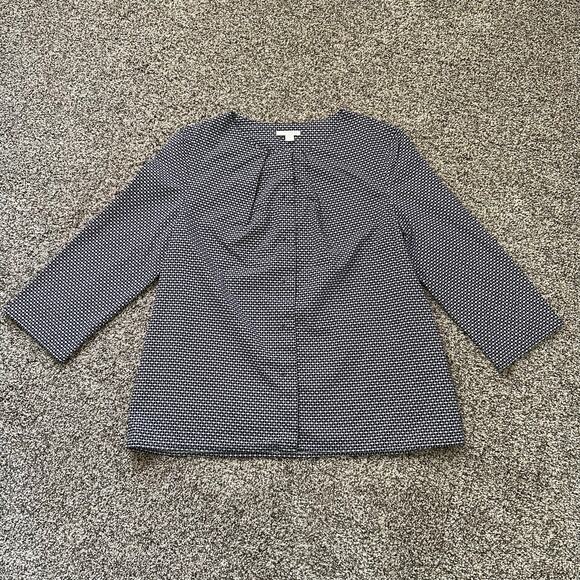 COS navy blue & white button down three-quarter sleeve top size 8 - Picture 6 of 13